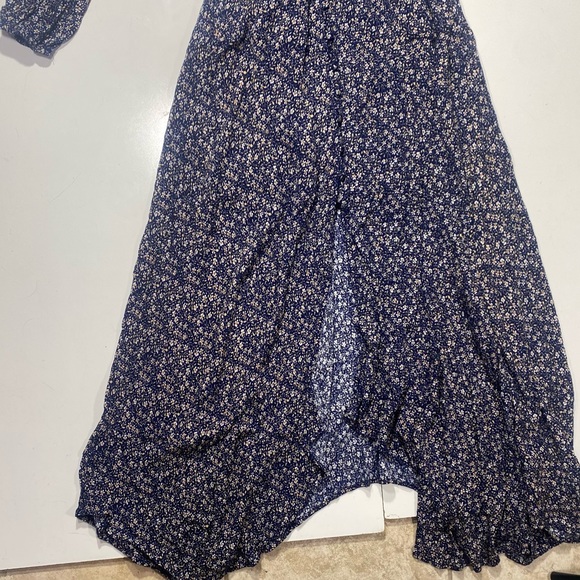 Hayden Los Angels Blue Floral Fairy Cottage Core Front Slit Long Sleeve Dress S - Picture 6 of 11